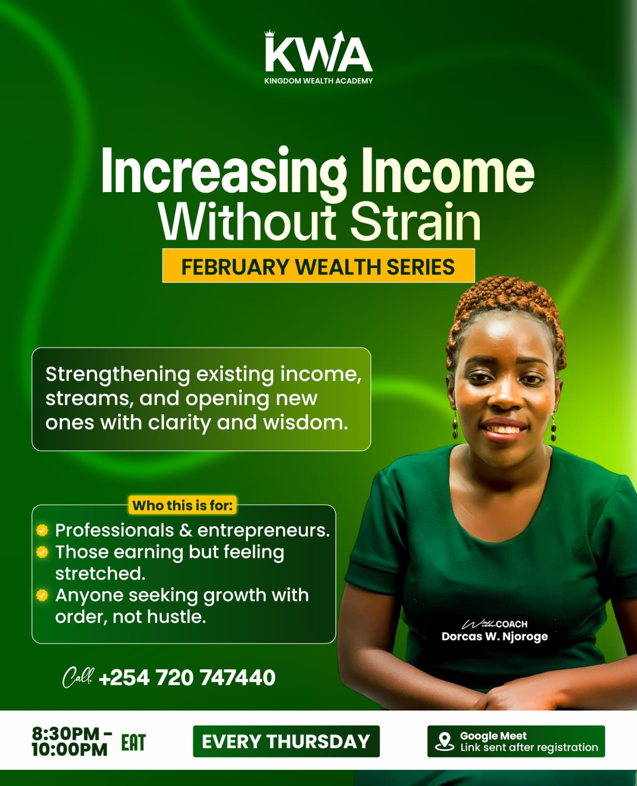 Coach Dorcus Njoroge - Increasing Income Without Strain - February Wealth Series